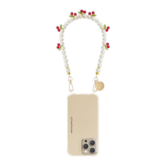 La Coque Française Cherry Bracelet Phone Chain 40cm / White