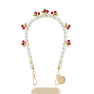 La Coque Francaise Cherry Bracelet Phone Chain 40cm in White