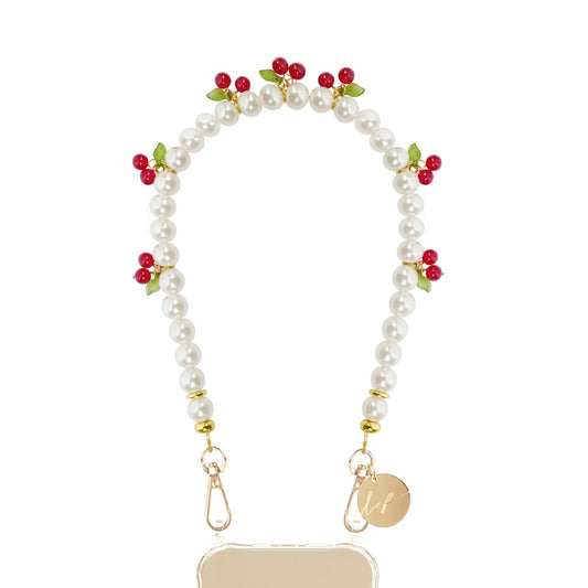 La Coque Française Cherry Bracelet Phone Chain 40cm / White