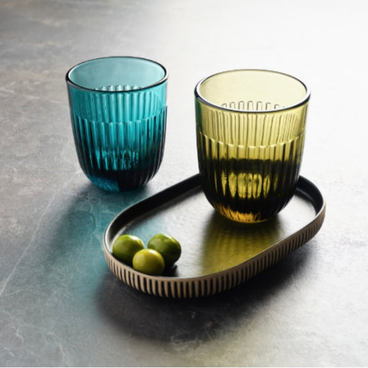 La Rochere Ouessant Glass Tumbler 290ml Blue and Olive Green