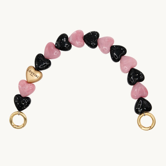 Louvini Paris Heart Bracelet Phone Chain / Black Pink