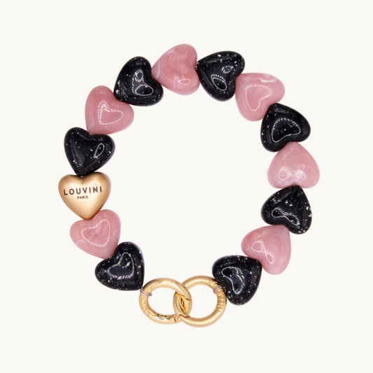 Louvini Paris Heart Bracelet Phone Chain / Black Pink