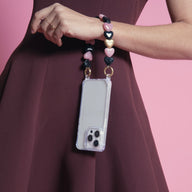 Louvini Paris Heart Phone Bracelet Chain in Black and  Pink