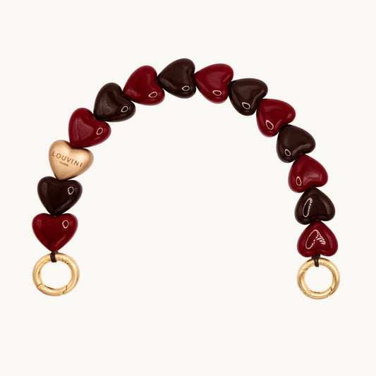 Louvini Paris Heart Bracelet Phone Chain in Burgundy Brown