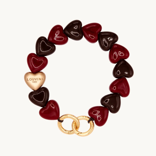 Louvini Paris Heart Bracelet Phone Chain in Burgundy Brown