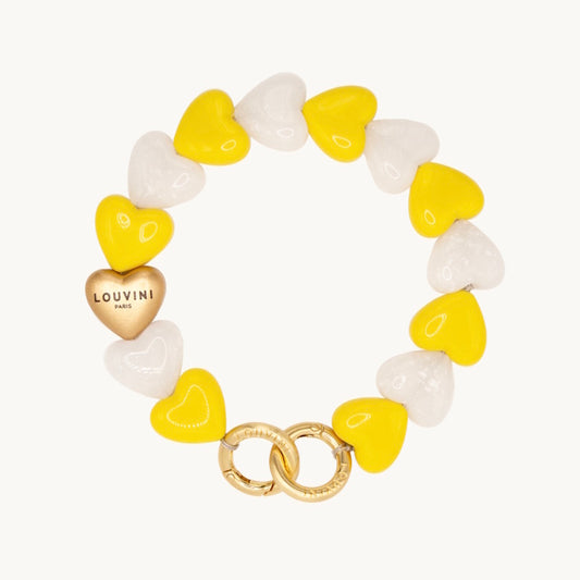 Louvini Paris Heart Bracelet Phone Chain / Yellow White