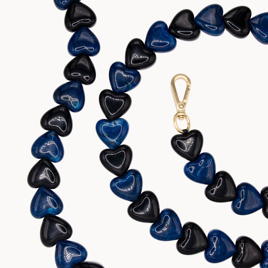 Louvini Paris Heart Phone Chain in Black and Navy