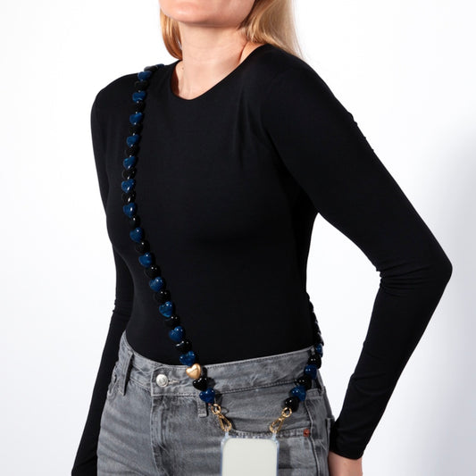 Louvini Paris Heart Phone Chain in Black and Navy