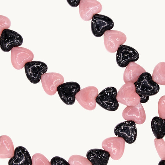 Louvini Paris Heart Phone Chain in Black and Pink