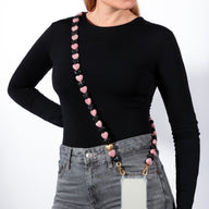 Louvini Paris Heart Phone Chain in Black and Pink