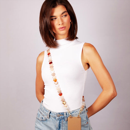 Louvini Paris Heart Phone Chain in Cappuccino