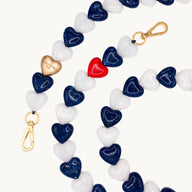 Louvini Paris Heart Phone Chain in Navy and White
