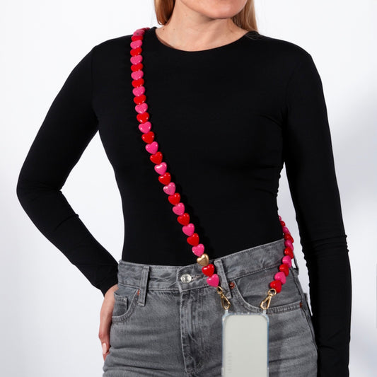 Louvini Paris Heart Phone Chain in Pink and Red