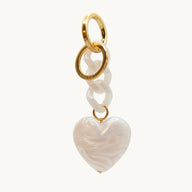 Louvini White Pearls Big Heart Key Ring and Bag Charm