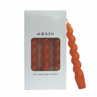 Maegen Spiral Taper Candles Tangerine 3 pack