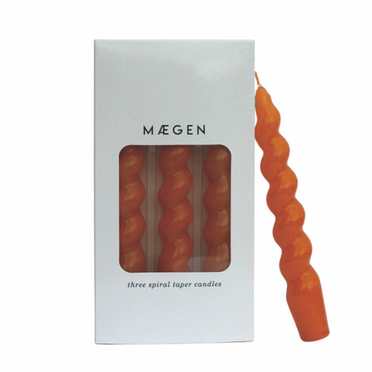 Maegen Spiral Taper Candles - Tangerine 3 pack