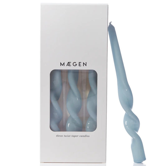 Maegen Twist Taper Candles - Cornflower Blue 3 pack