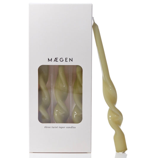 Maegen Twist Taper Candles - Leaf Green 3 pack