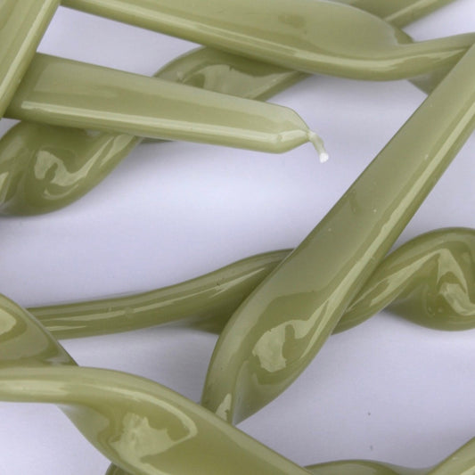 Maegen Twist Taper Candles - Leaf Green 3 pack