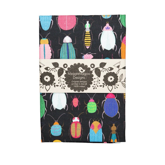Maggie Magoo Tea Towel / Dark Beetle Pattern