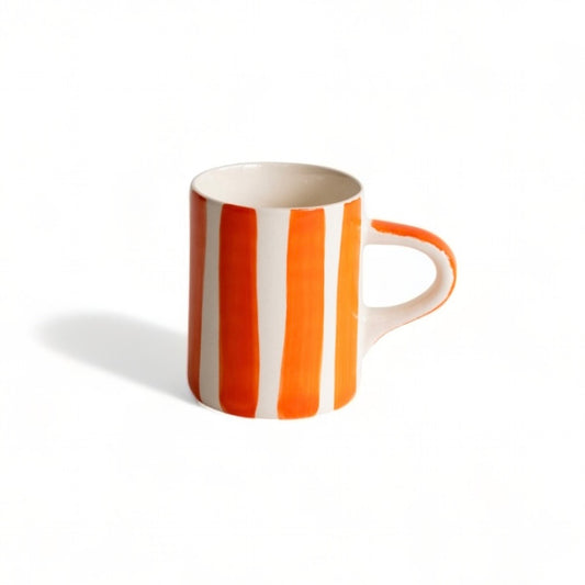 Musango Handmade - Candy Stripe Pattern Espresso Cup / Tangerine