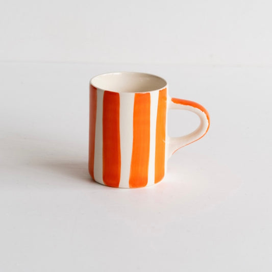 Musango Handmade Candy Stripe Pattern Espresso Cup Tangerine