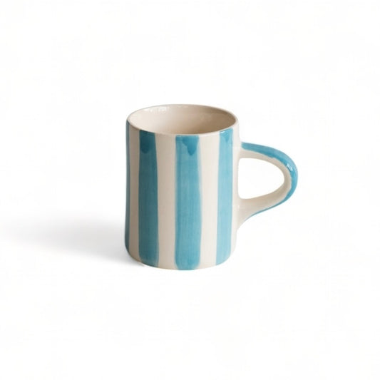 Musango Handmade Candy Stripe Pattern Espresso Cup Turquoise