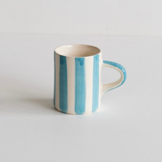 Musango Handmade - Candy Stripe Pattern Espresso Cup / Turquoise