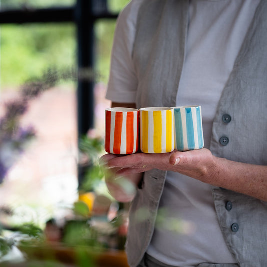 Musango Handmade Candy Stripe Pattern Espresso Cups