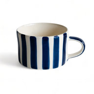 Musango Handmade Candy Stripe Pattern Mug Blue