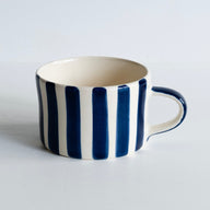 Musango Handmade Candy Stripe Pattern Mug Blue