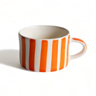 Musango Handmade Candy Stripe Pattern Mug Tangerine