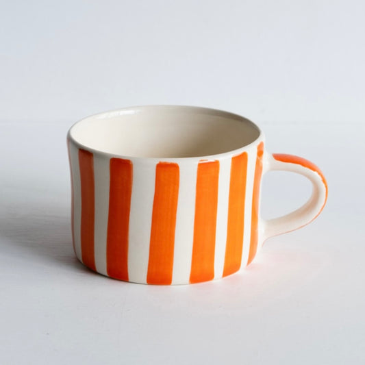 Musango Handmade Candy Stripe Pattern Mug Tangerine