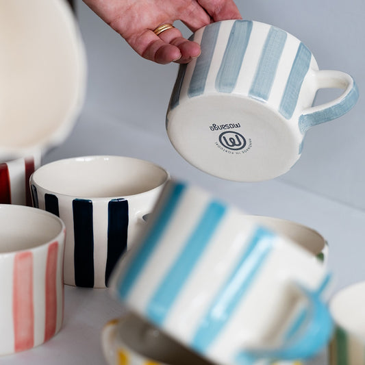 Musango Handmade Candy Stripe Pattern Mugs