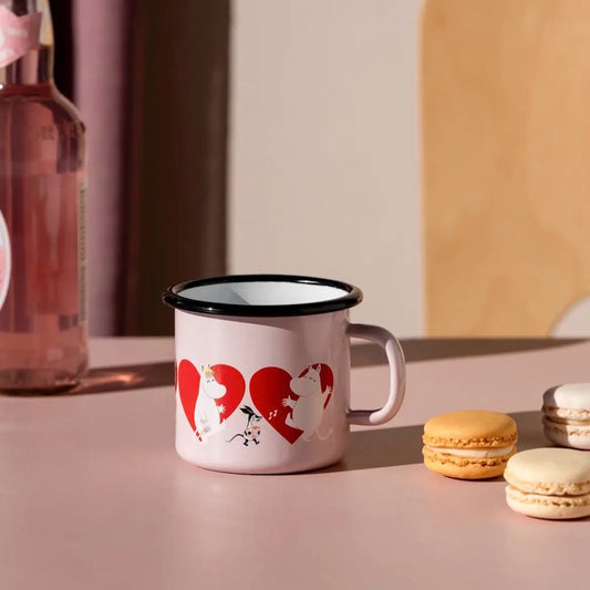 Muurla Enamel Moomin Pink and Red Mug Heart 2.5DL