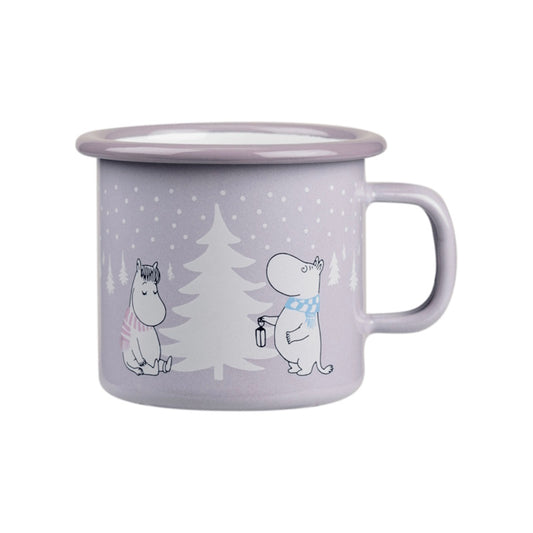 Muurla Moomin Enamel Christmas Mug - Snowfall / Lilac 2.5DL