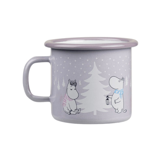 Muurla Moomin Enamel Christmas Mug - Snowfall / Lilac 2.5DL