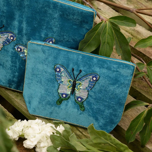 My Doris Blue Butterfly Medium Pouch