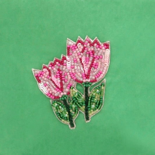 My Doris Multi Tulips On Green Medium Pouch