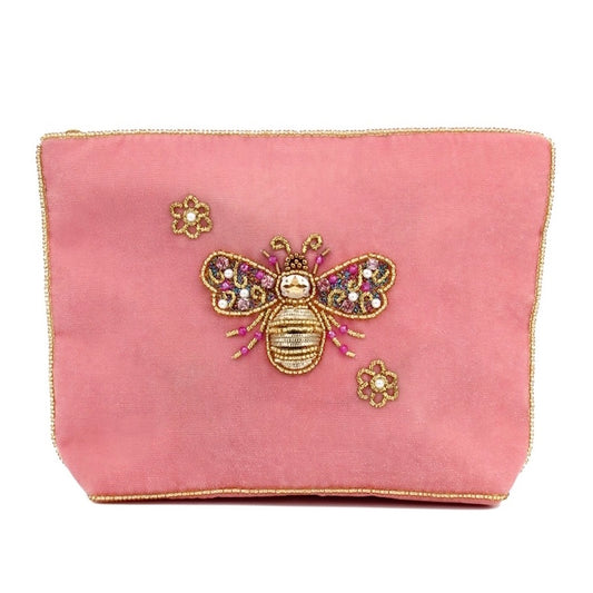 My Doris Pink Flower Bee Medium Pouch