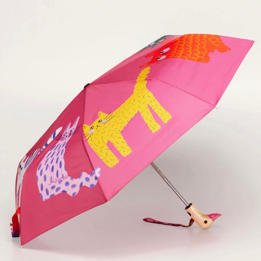 Original Duckhead Fuchsia Arty Cats Eco-Friendly Compact Duck Umbrella