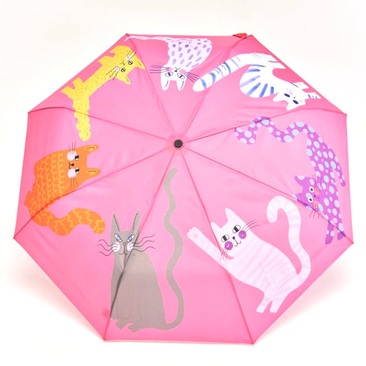 Original Duckhead Fuchsia Arty Cats Eco-Friendly Compact Duck Umbrella