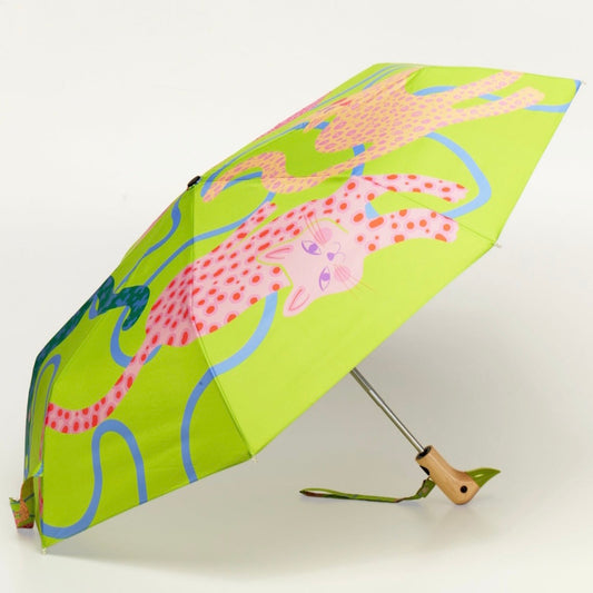 Original Duckhead Lime Arty Cats Eco-Friendly Compact Duck Umbrella
