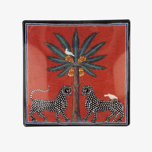 Ortigia Square Glass Mosaico Plate 11 X 11 cm / Red