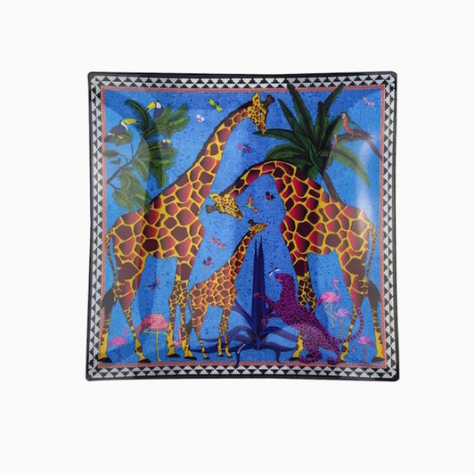 Ortigia Square Glass Giraffe Plate 11 X 11 cm / Blue