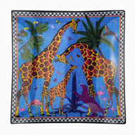 Ortigia Square Glass Giraffe Plate 18 X 18 cm in Blue