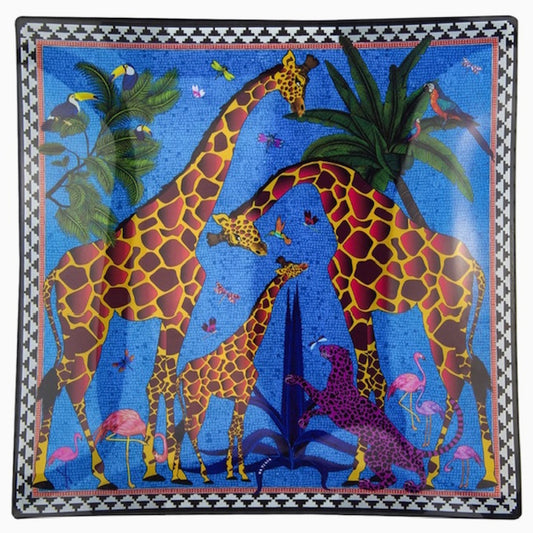 Ortigia Square Glass Giraffe Plate 25 X 25 cm / Blue