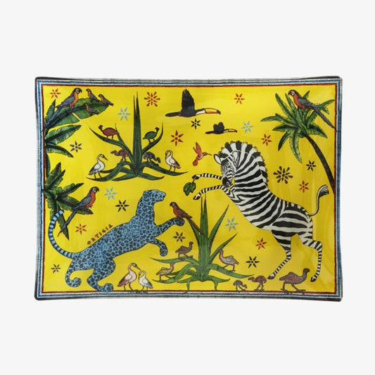 Ortigia Small Rectangle Glass Plate 18 X 13 cm / Jungle Yellow