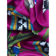 Ortigia Pure Silk Ocelot Jungle Scarf Pink Cardinale 200x70cm