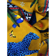 Ortigia Pure Silk Ocelot Jungle Scarf Yellow Sahara 200x70cm